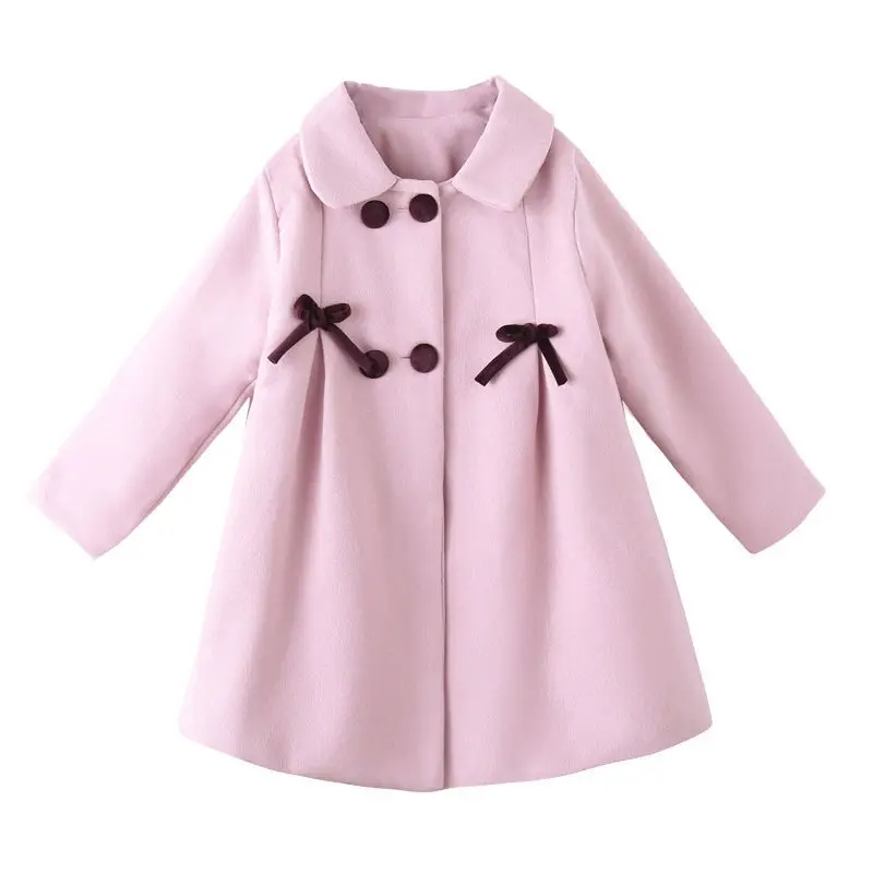 

2023 Winter Teenage Girls Long Jackets Toddler Kids Outerwear Clothes Casual Children Warm Woolen Trench Coat Teen Outfits 3-12T