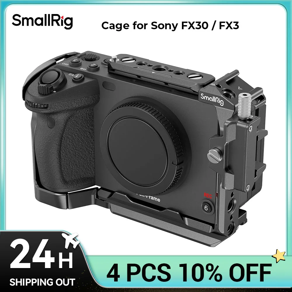 SmallRig Cage for Sony FX30 FX3, with Nato Rail Cable Clamp Cold Shoe, FX30 Camera Cage Compatible with Original XLR Handle-4183