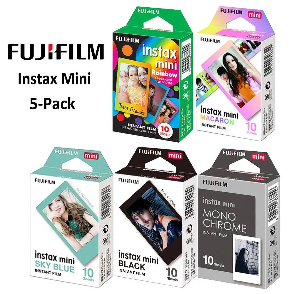 

2023 For Fujifilm Instax Mini 8 9 11 Film Camera 50 Sheets Instant Photo Paper ( Rainbow, Macaroon, MonoChrome, Black, Blue )