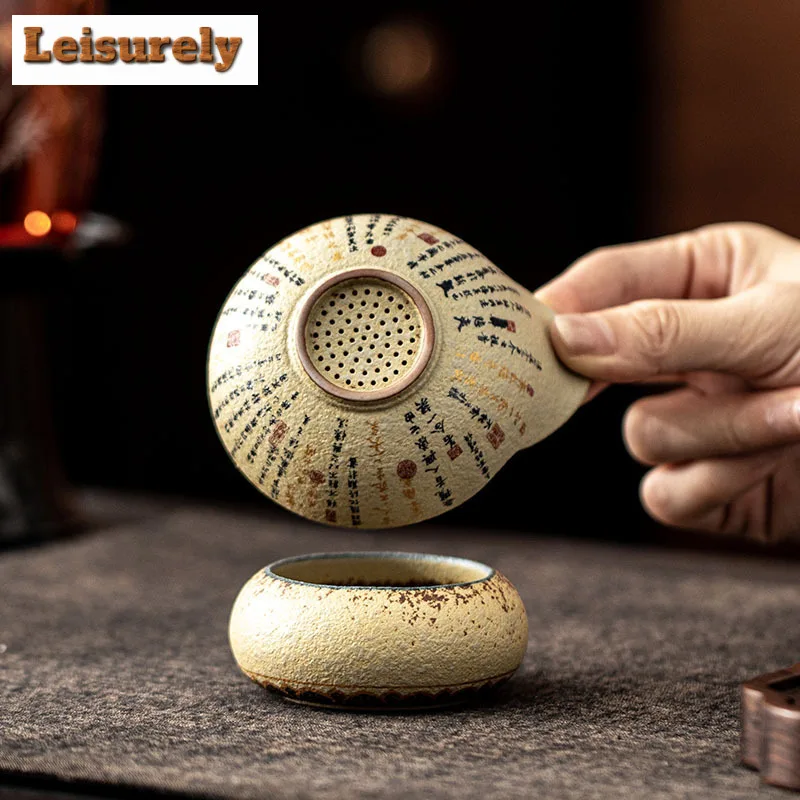 Hand-painted Orchid Pavilion Preface Firestone Red Tea Separator Infusor Handmade Tea Strainer Dispenser Tea Maker Tea Filter