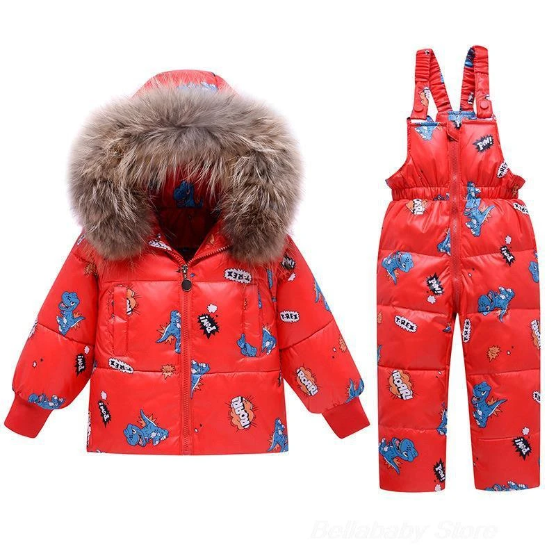 Children's Clothes Set Winter Girl Parkas Pants Sets Red Down Jacket Baby Winter Snow Suit