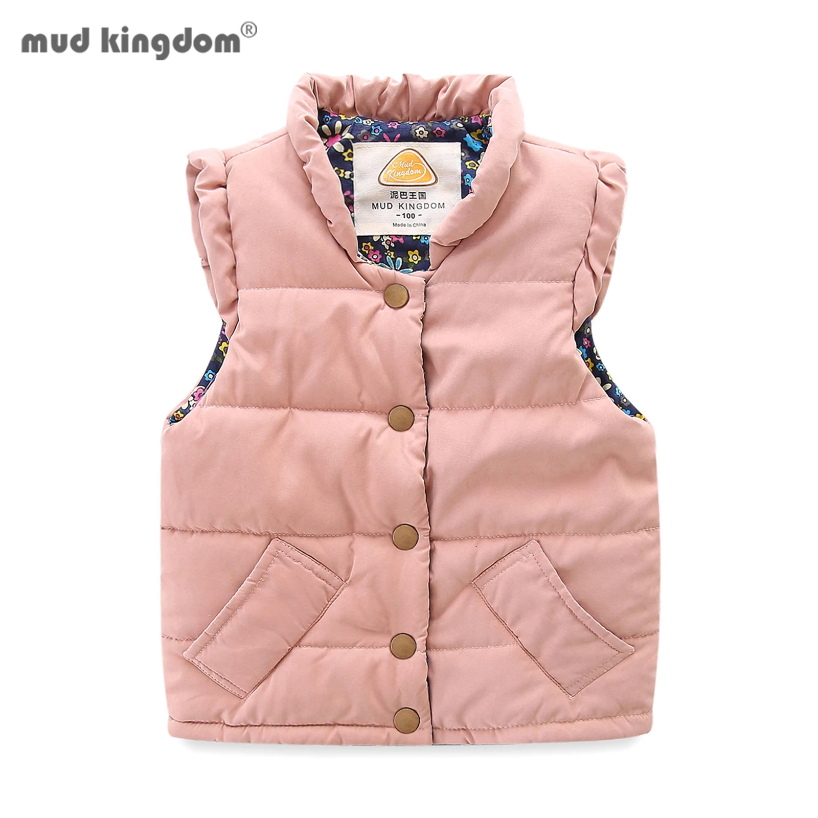 Mudkingdom Lightweight Girls Vest Jacket Snap Button Down Girls Sleeveless Outerwear Winter Waistcoat Gilet Puffy Coats