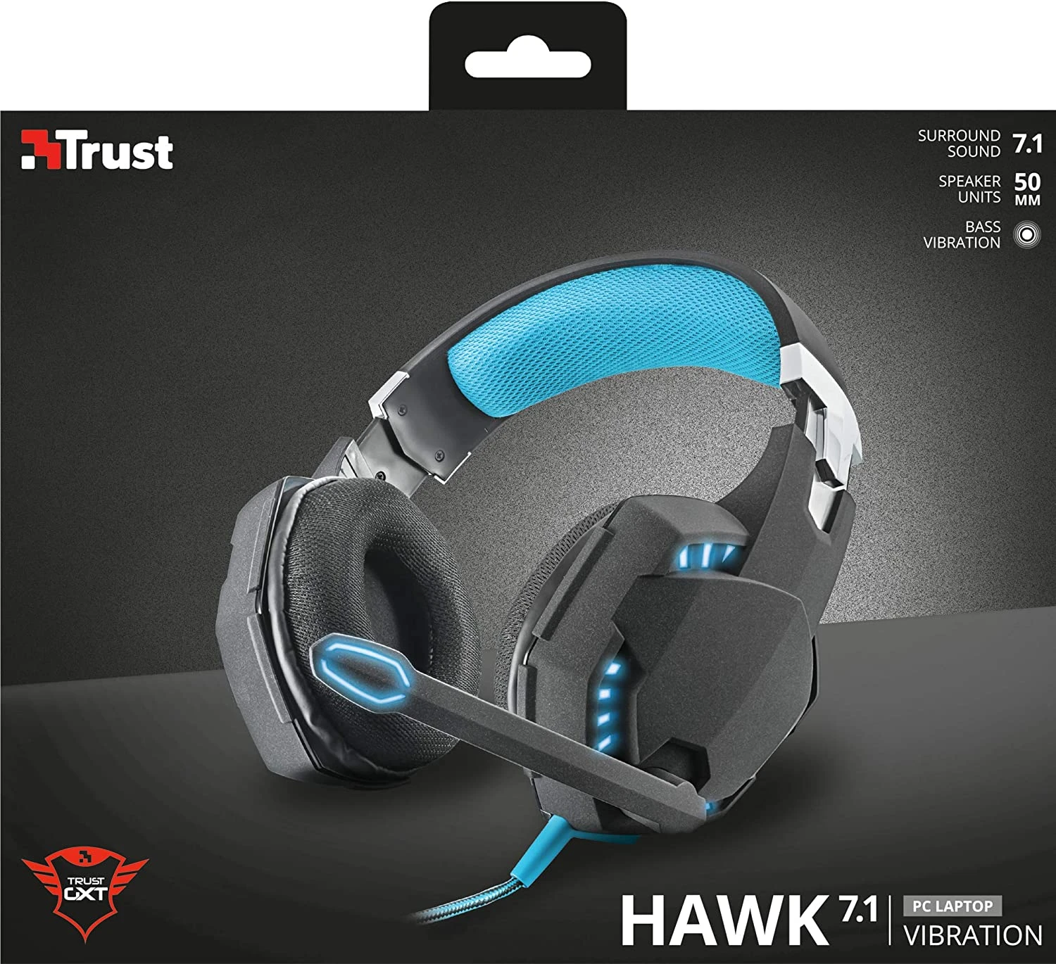 Trust gaming gxt 363 hawk 7.1 headset-integrated remote  control-activos-iluminad bass vibration - AliExpress
