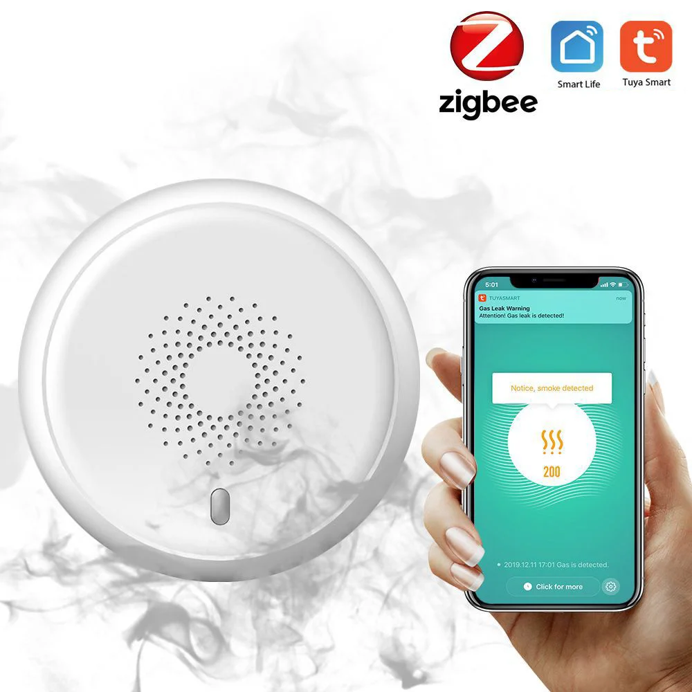 Zigbee Smoke Detector New Wireless Smoke Sensor Intelligent Linkage Detecting Fire Alarm Security Protection Smart Life Tuya APP tuya wifi smoke detector sensor wireless fire security protection alarm sensor work with tuya smart life app control smart