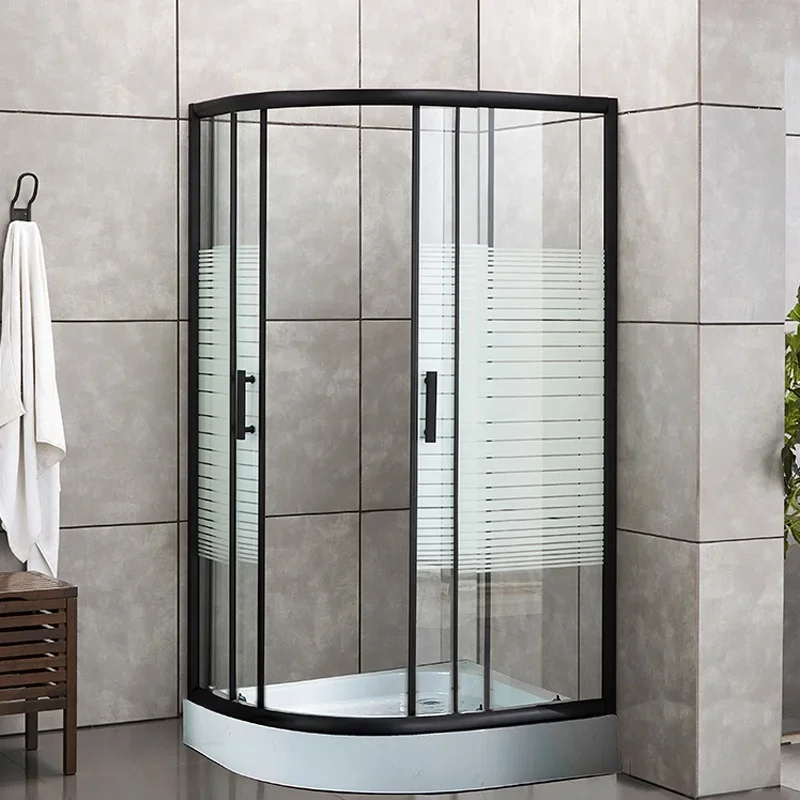 Mat Glass Black Aluminum Profile Shower Box Frosted Glass Shower Enclosure Sliding Doors