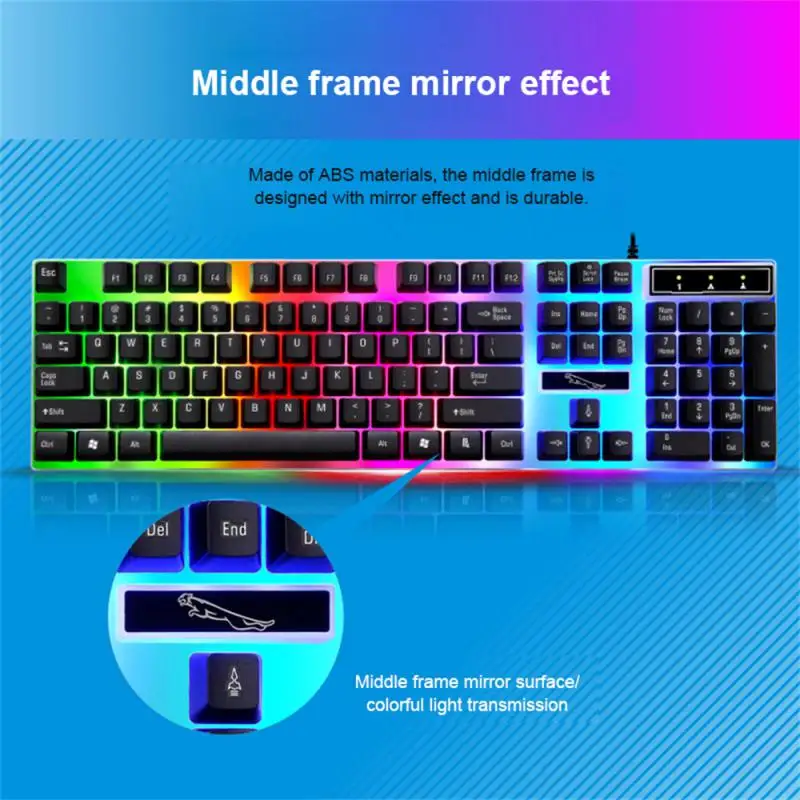 G21B 유선 키보드 및 마우스 세트, USB 발광 기계식 키보드 및 마우스 세트, PC 노트북 컴퓨터 게임 사무실용