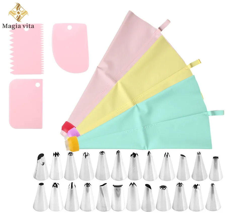 Cake decorating tip nozzle set pastry bag set Piping Pastry Bag With Nozzles Set For Confectionery Tips Baking And Bakery Accessories Spatula Smoothing Cake Decoration Tools