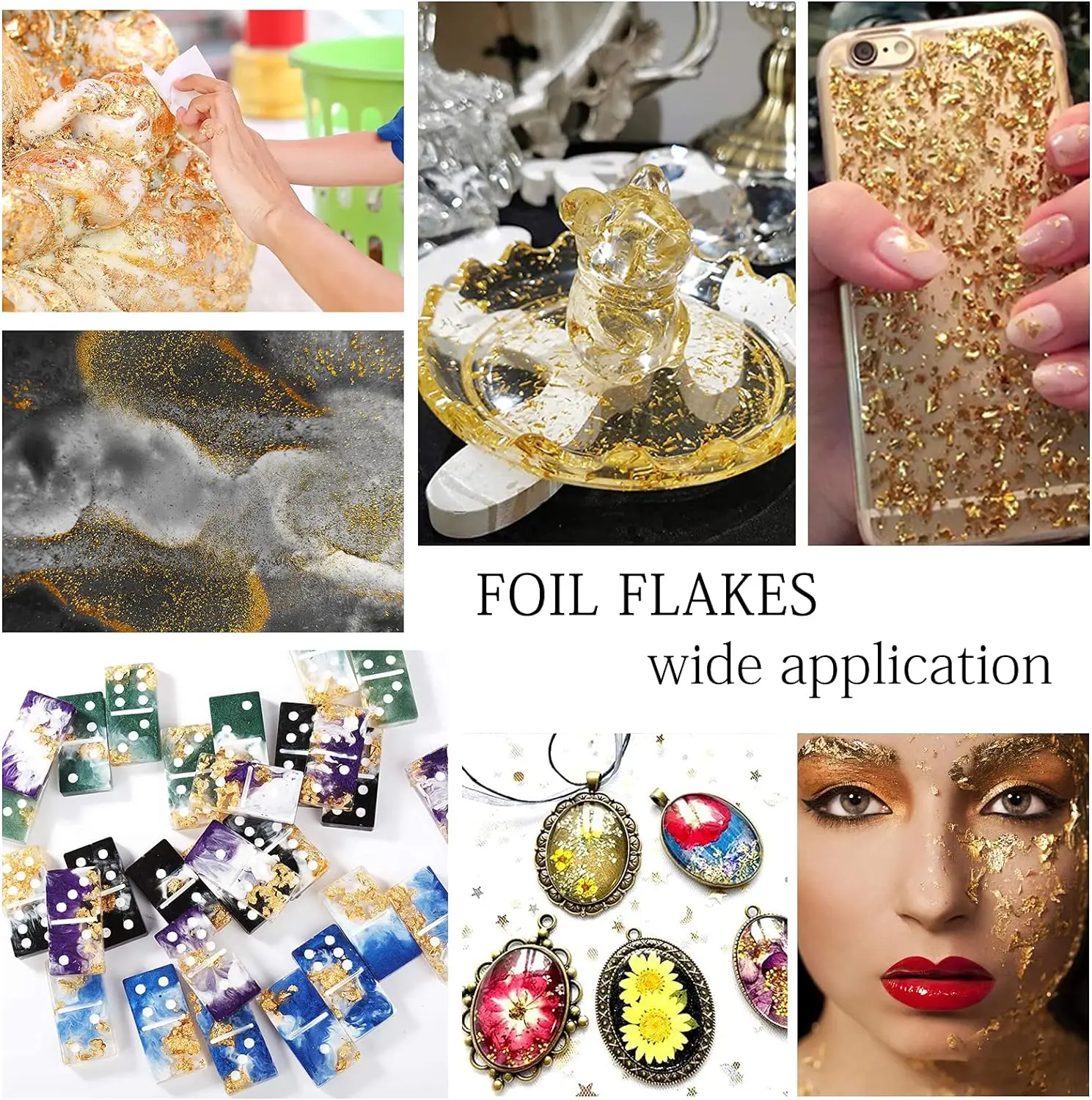 Confetti Gold Leaf Flakes Glitter Epoxy Resin Mold DIY Nail Art Jewelry Accessories