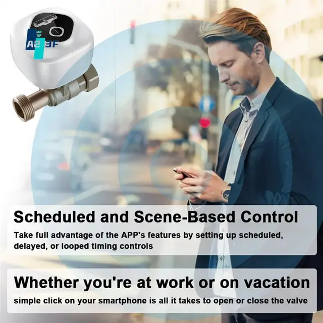 A23F-Wifi Intelligent Ball Valve Automatic Water Shut-Off Valve Support APP Control/3 Timing Modes/Water Leakage Alarm EU 1