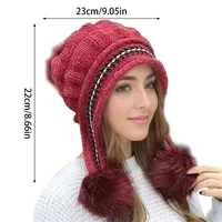 Soft Winter Warm Fur Hat Fleece Lined Earflap Hat For Women Knitted Beanie Casual Slouchy Thick Thermal Cap For Cold Weather 4