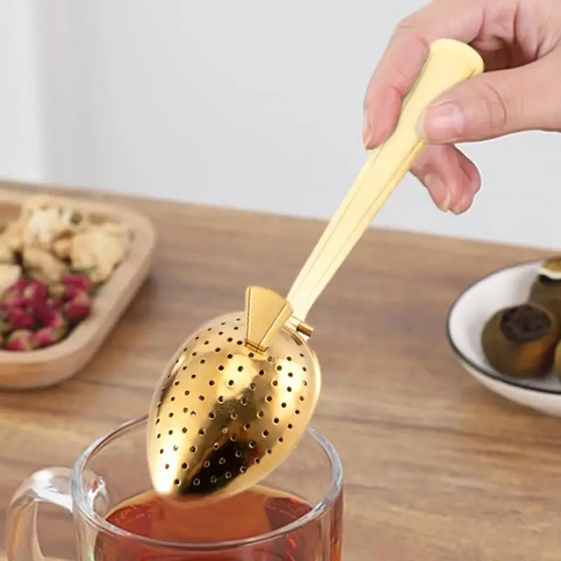 Stainless Steel Tea Infuser Snap Ball Tea Strainer With Long Handle Fine Holes Interval Diffuser Steeper For tea coffee