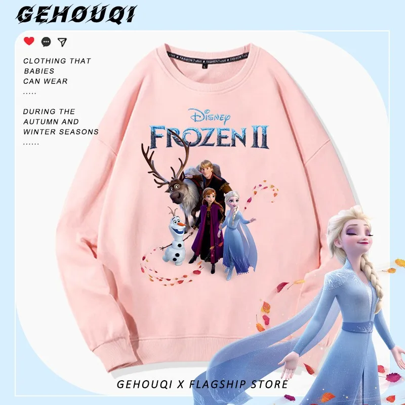 

Ice And Snow Co-branded Crewneck Hoodie Women Two Yuan Elsa Animation Peripheral Coat Children Cartoon Autumn Clothes