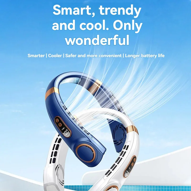 2024 New Outdoors Portable Halterneck Fan USB Handheld Silent Multi-function Bladeless Mini Electric Hanging Neck Fan 3