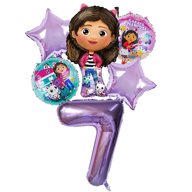 Ensemble de ballons pour maison de poupée Gabby, 6 pièces, fournitures de décoration de fête d'anniversaire pour filles, ballons à hélium pour réception-cadeau pour bébé 3