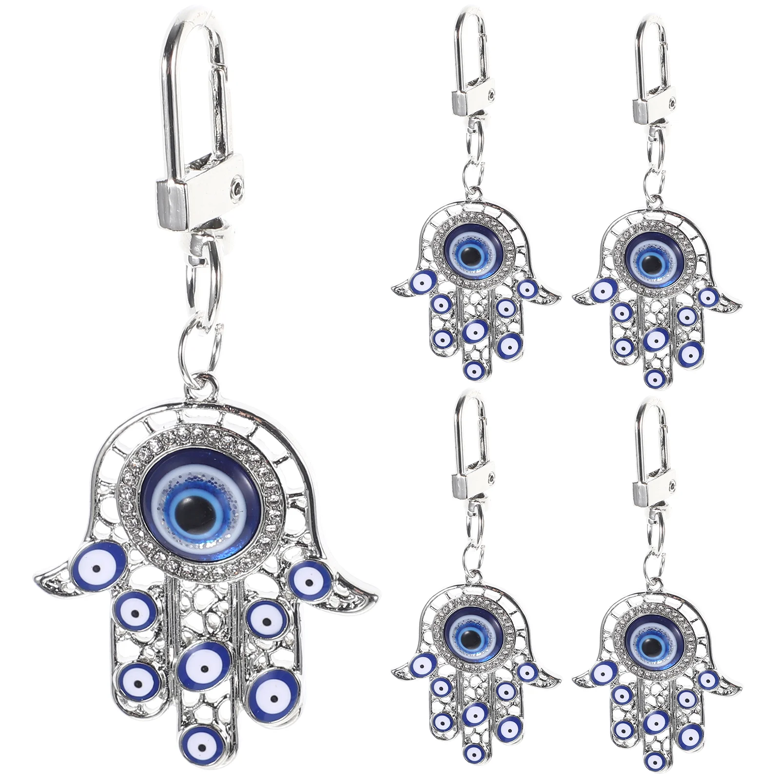

5 Pcs Hand of Fatima Keychain Chains Evil Eye Pendant Ring Rings Bag Decor Charms Keychains for Car Keys Vintage Decorative