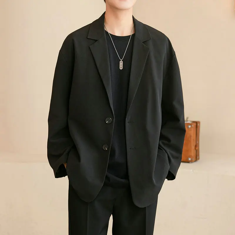 

2022 New Luxury Classic Blazer Coats Black Brown Korean Style Men'S Daily Casual Blazers Autumn Spring Fashion Loose Suit Jacket