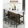 Kitchen Island with Seating & Storage Shelf, Faux Marble Island Table for Kitchen, Modern Bar Table and Chairs Set for 2,Dining 5