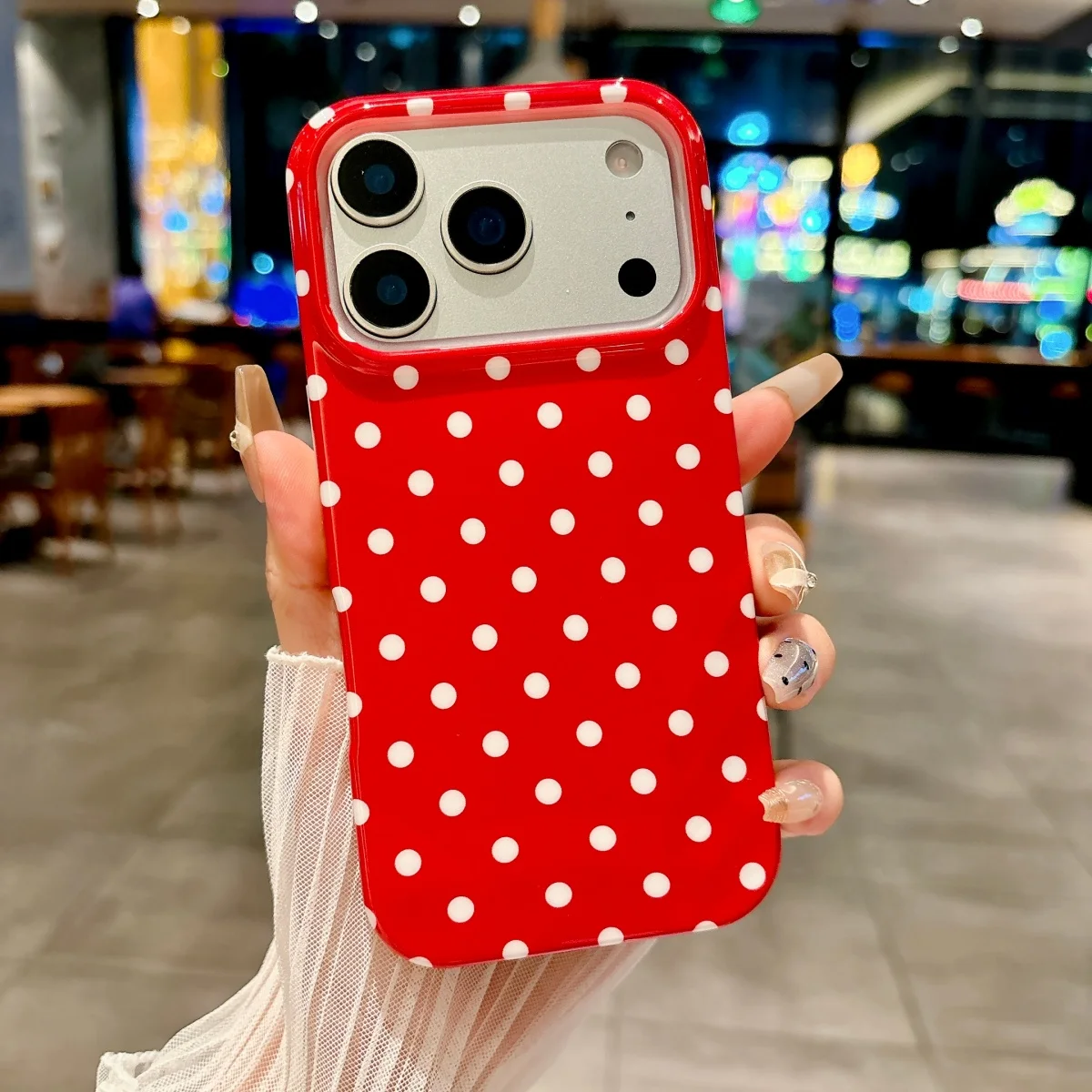 Retro Vintage Polka Dot Pattern Phone Bumper Case with Circular Wave Design