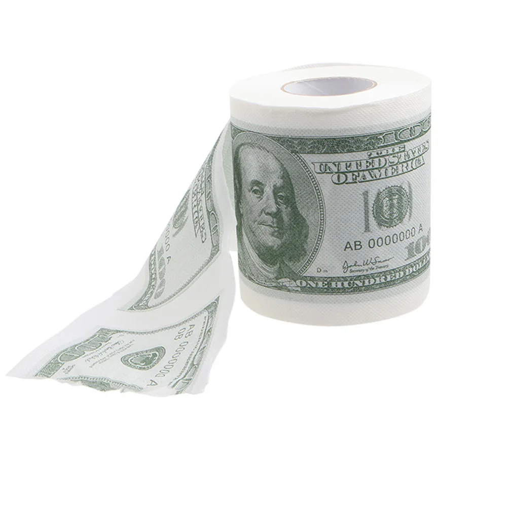Toilet Roll Paper Paper Towel Paper Tissue Creative Roll Paper Funny One Hundred Dollar Printed Toilet Paper Novelty Towels Gift Humor Amusing Home Cleaning Supplies