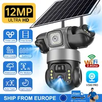 Caméra IP solaire WiFi extérieure 12MP Triple objectif Vidéo CCTV Surveillance Vision nocturne Détection humaine sans fil Caméras V380 Pro 1