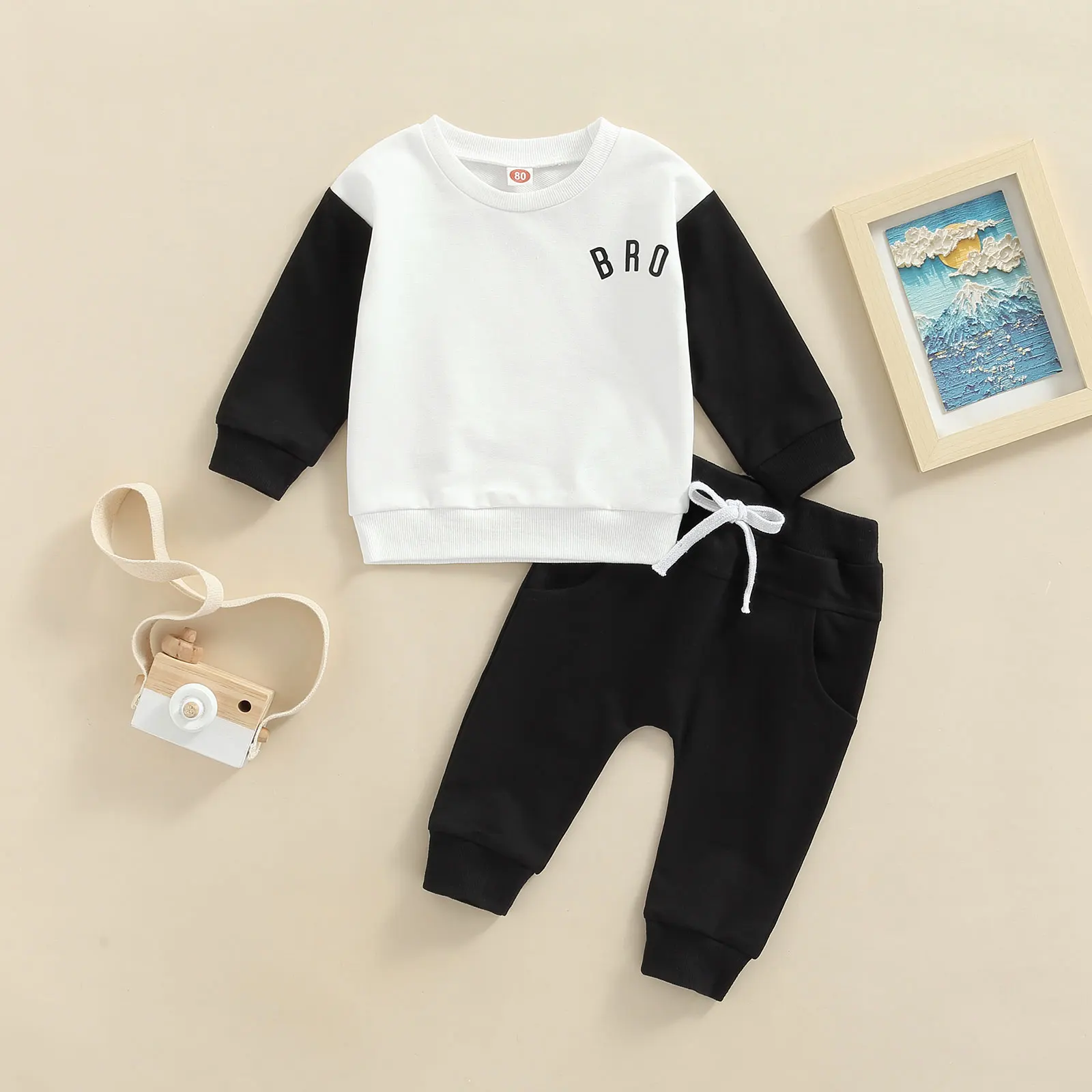 Citgeett Autumn Toddler Baby Boy Girls Fall Outfits Long Sleeve Letter Print Pullover Tops + Pants Spring Clothes Set