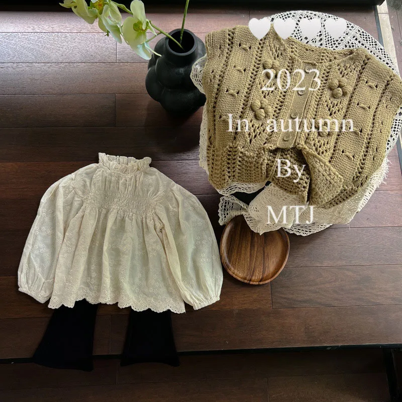 Girls Lace Long Sleeve Blouse for Autumn