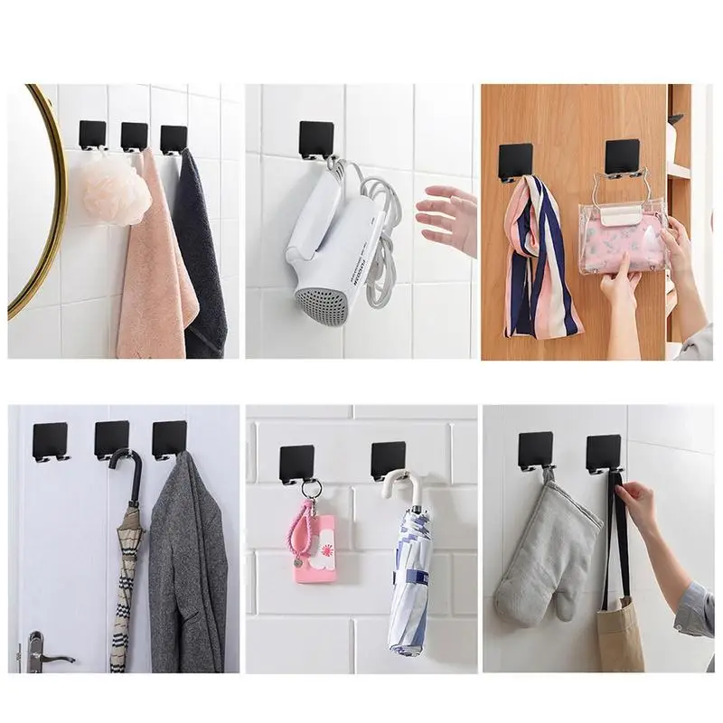Wall Mount Holder Punch-free Shower Washcloth Hanger Self Adhesive Waterproof Space Aluminum Shower Sponge Hook Bathrobe