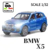 1:32 BMW X5 Pullback Car Toy with Lights Engine Sound, Suzuki Toyota Audi Diecast Car Model Scale Replica Gift Kid Boy Toy 1