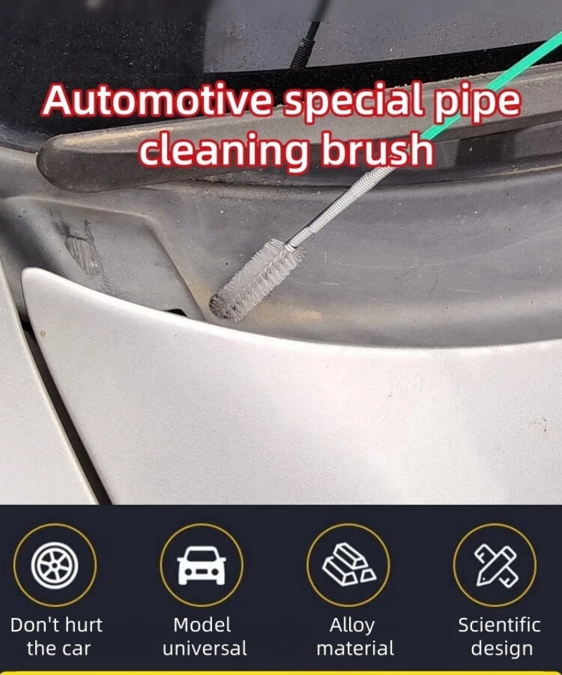Cepillo de limpieza de draga de drenaje de coche, mangueras largas de techo solar automático, herramienta de limpieza de detalle 4