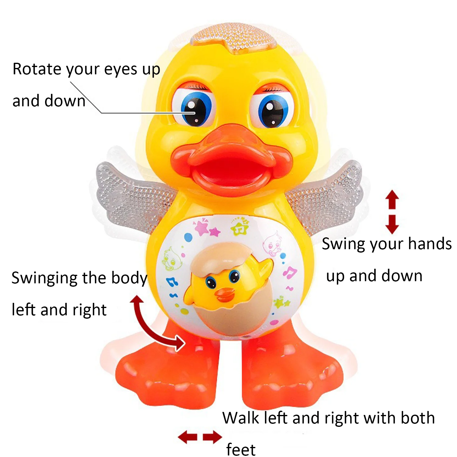 1pc Can sing, dance, sway cartoon yellow duck, electric figurine, lighting, music toy (requires self prepared battery) 2