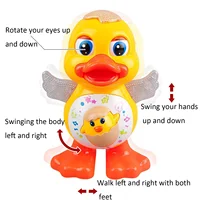 1pc Can sing, dance, sway cartoon yellow duck, electric figurine, lighting, music toy (requires self prepared battery) 2
