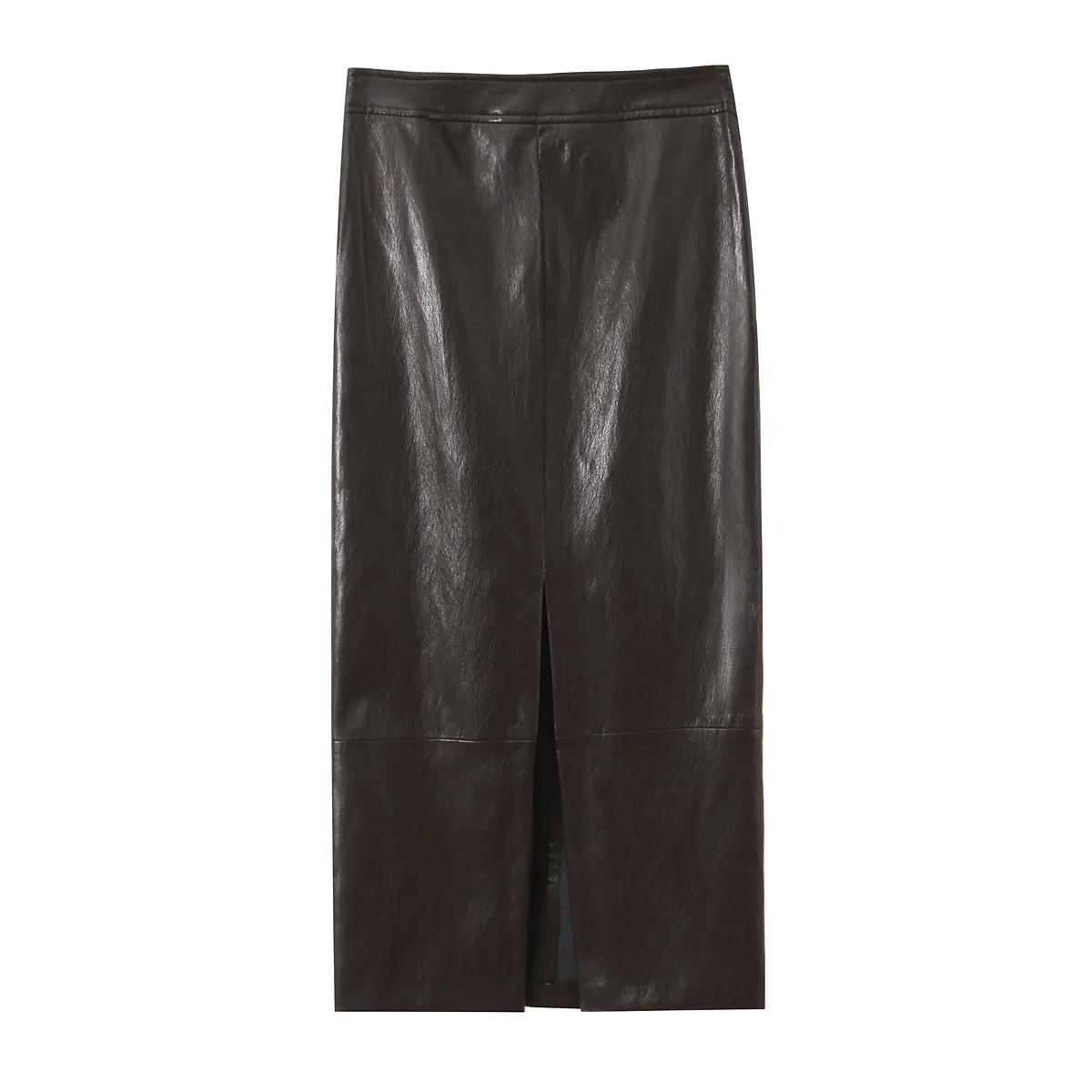 HH Damen 2026 Frühling Neue Mode Ärmelloses Kunstleder-Oberteil im Rock-Stil + Schicker Gürtel mit Saum-Schlitz Lässiger Langer Rock – Detail 20