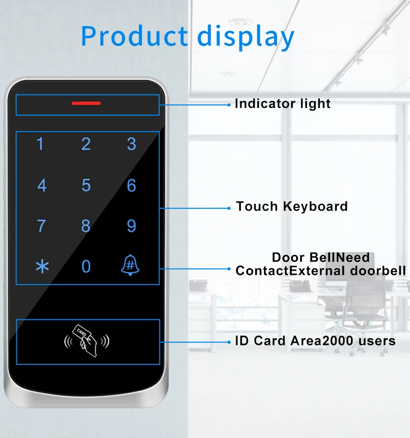 Access Control Digicode Keypad RFID 125KHz Keyboard Backlight Touch Door Opener