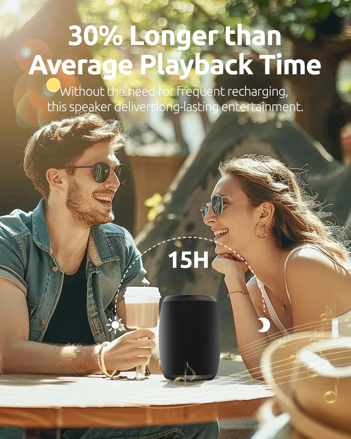 Portable Bluetooth Speaker Wireless With FM Radio IPX6 Waterproof 5 LED Light Modes Microphone USB