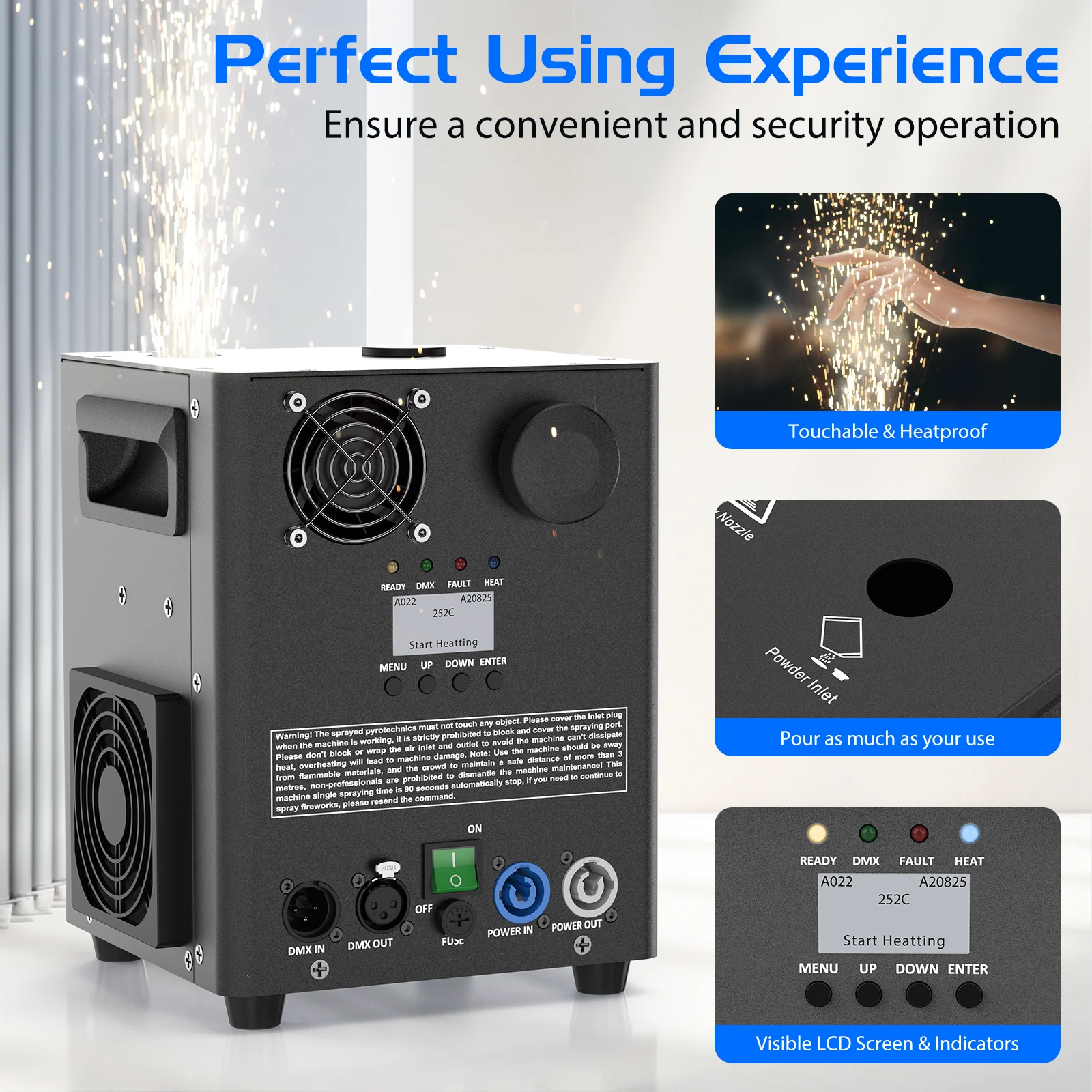Cold Spark Machine DMX Control Cold Flame Sprayer Electronic Spark Machine 800W for DJ Disco Party Stage Equipment