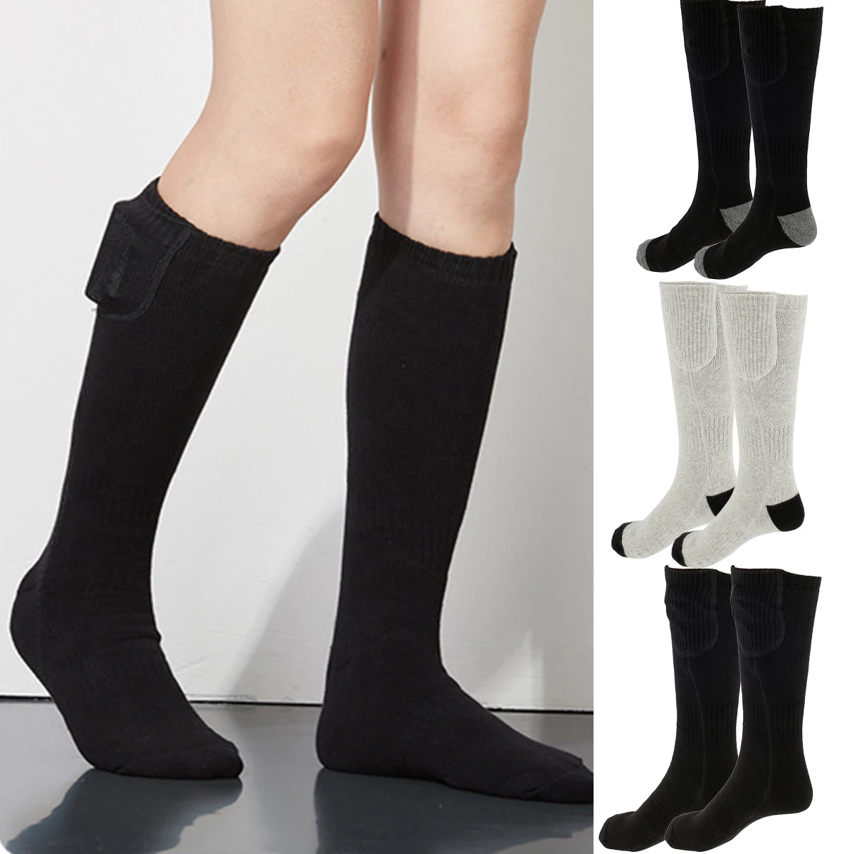 

Electric Heated Socks 2200mAh Rechargeable Battery Heating Stockings with 3 Heat Settings Winter Thermal Socks Foot Warmer for