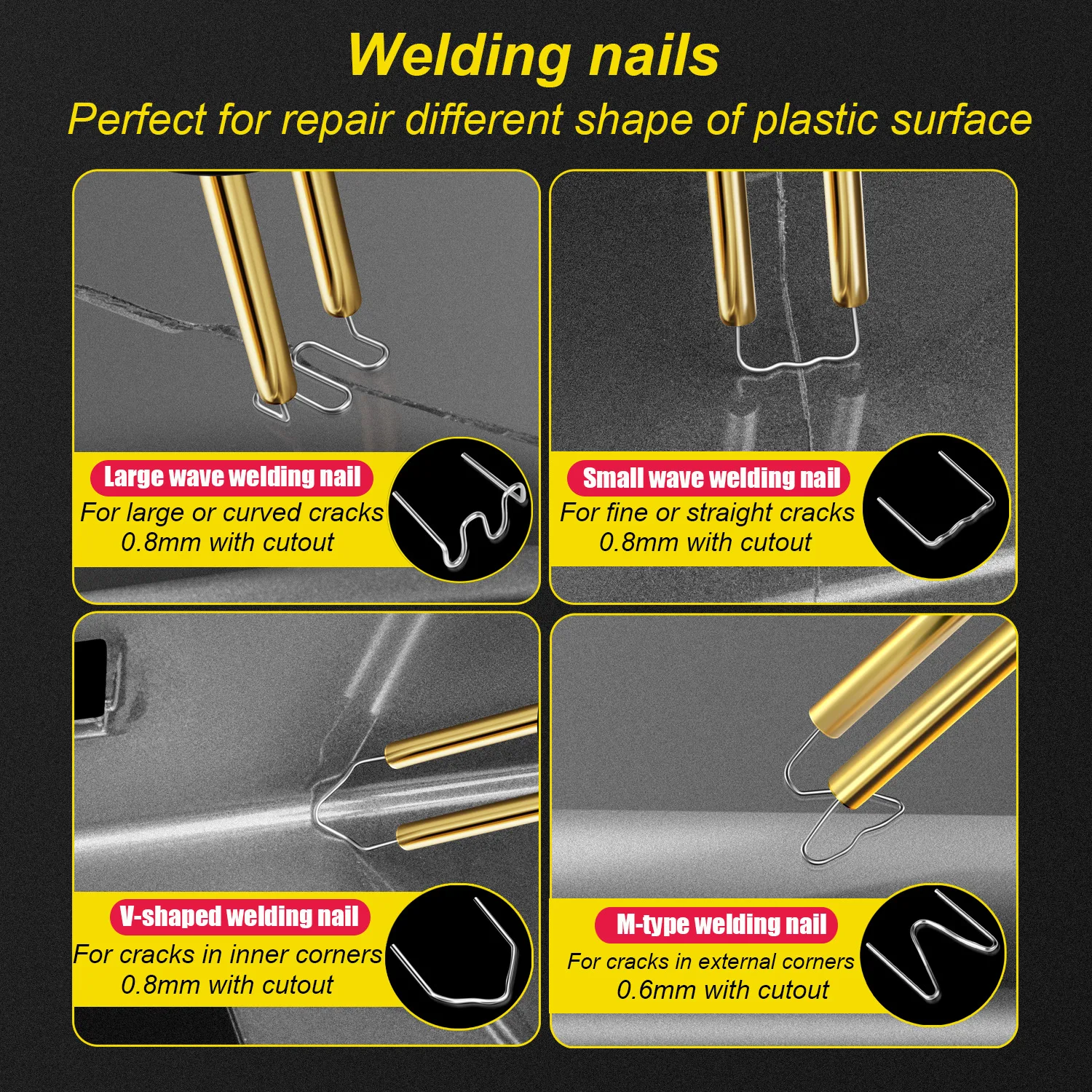 Plastic Welder 100W Heat Gun 200pcs Hot Staplers Plastic Welding Machine Bumper Soldering Iron Staples Car Repair Tools Kit 6