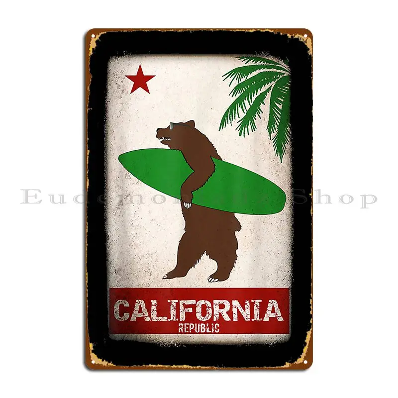 Калифорнийская Республика, дизайн серфинга, металлический знак, плакат на заказ, гостиная, настенная пещера, кинотеатр, паб, настенный плакат, жестяной плакат