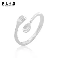 F.I.N.S Original INS Design Fork Spoon S925 Sterling Silver Ring Chic Anti-Allergy Opening Adjustable Finger Fine Jewelry 1
