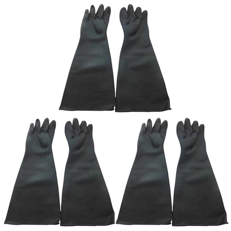 3X Sand Blasting Gloves For Sandblast Cabinet Gloves 60X20Cm