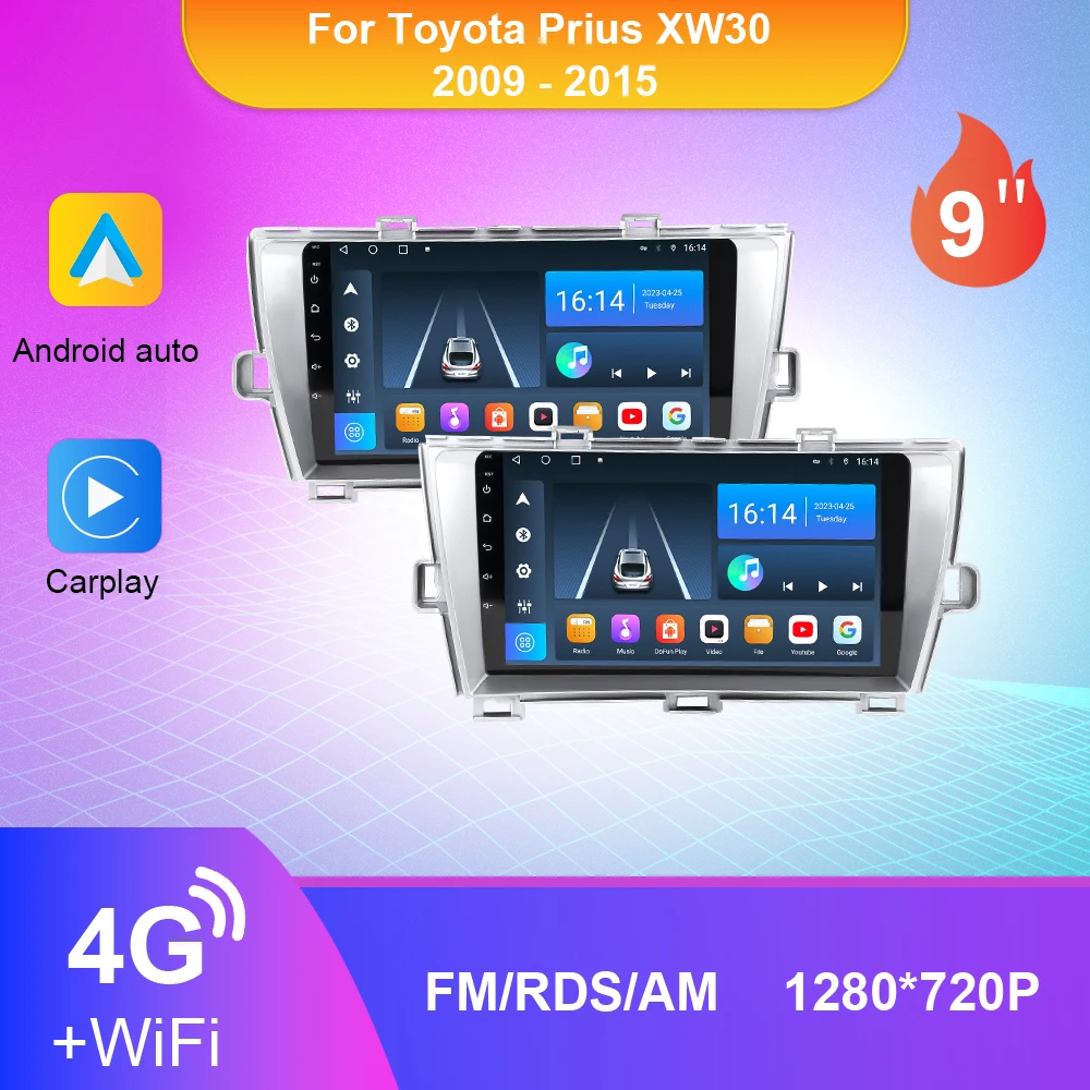 

Автомагнитола на Android 10 для Toyota Prius XW30 2009 - 2015 мультимедийный видеоплеер GPS навигация Carplay сенсорный экран Navi Stereo