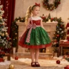 Elegant Striped Bow Party Girls Dresses Christmas Costume Summer Tulle Birthday Princess Dress Girl Wedding Bridesmaid Prom Gown
