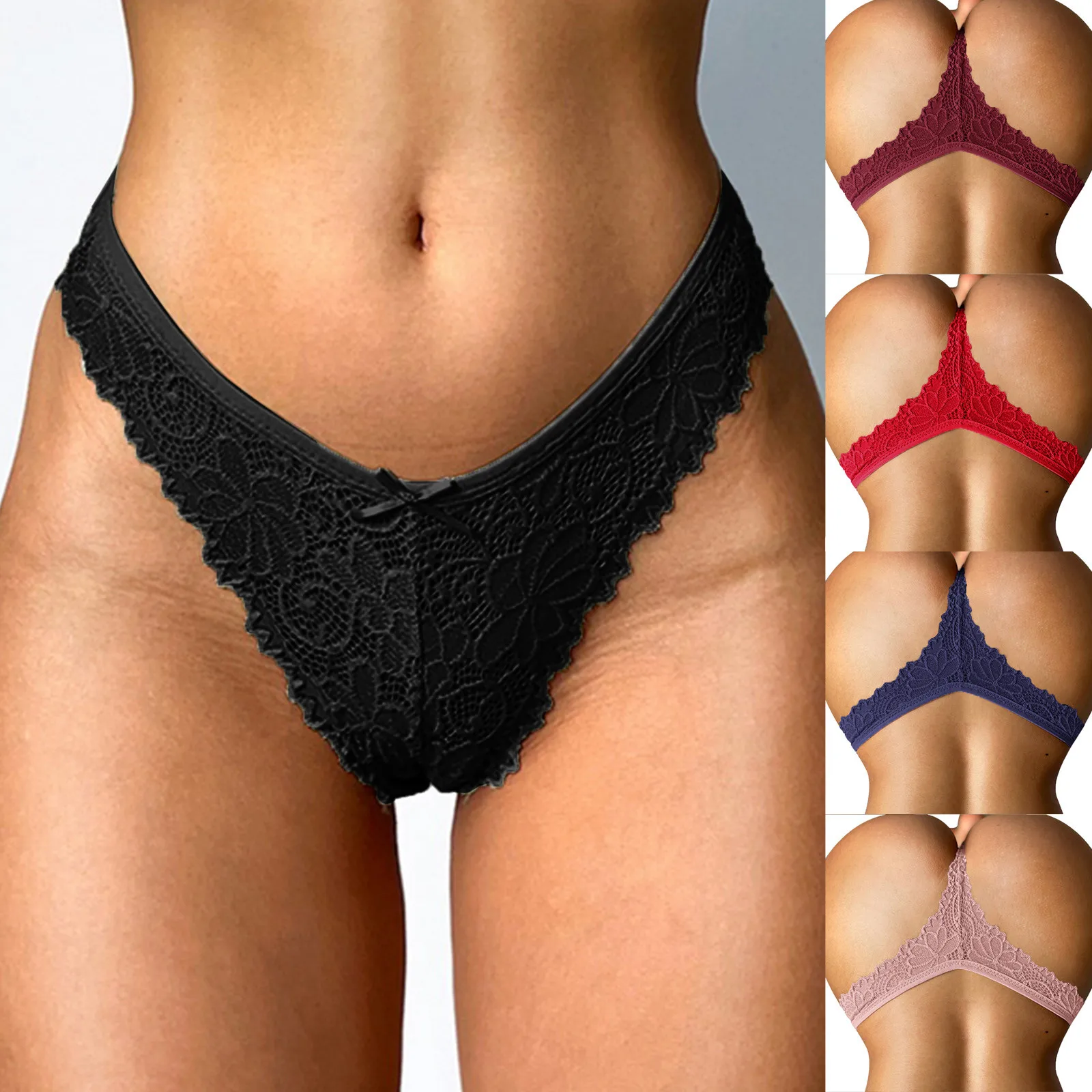 Description Picture 2 of itemT Back Lace Panties Women Sexy Lingerie Low Waist Cotton Crotch Seamless Underwear Sexys Women Thong Sexys Hot Panties стринги