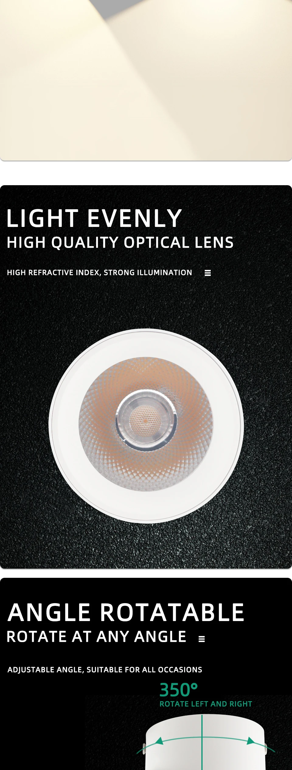 Led Downlight Foldable Spot Light 10W 15W 20W AC220V-240 Aluminum Led Ceiling Light 3000K/4000K/6000K  For Living Room Bedroom