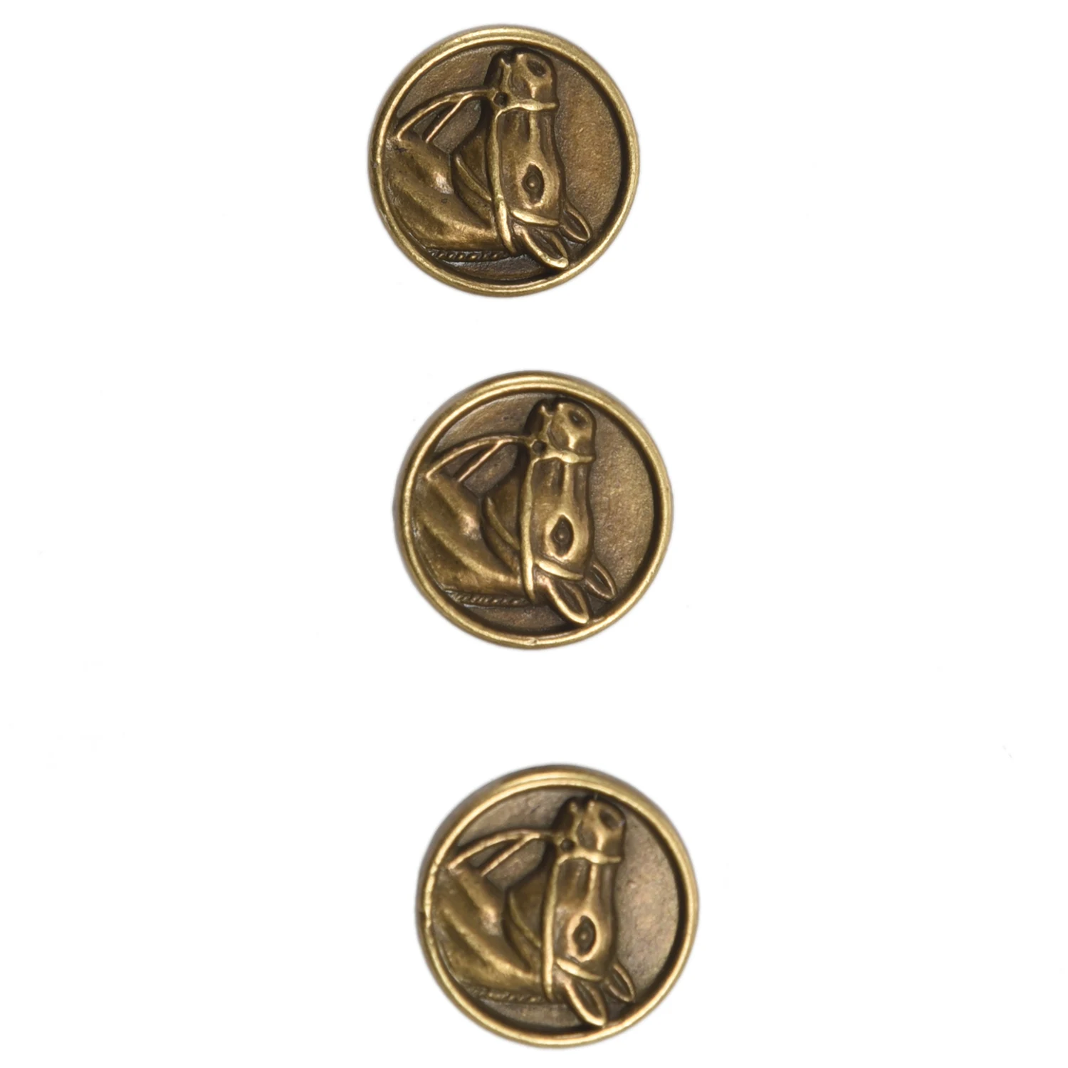 20PCs Zinc alloy Buttons Horse Head Carved Round Bronze Tone 15mm( 5/8 inch)Dia. 4