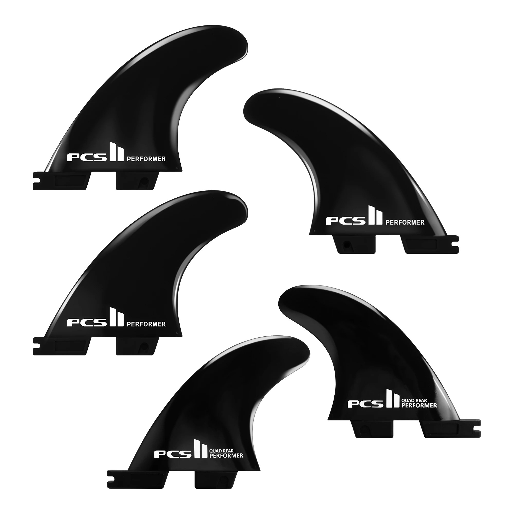 Double Tabs Fins II Medium Performer/Reactor Fiberglass Reinforced Polymer Surfboard Fins-Thruster (3 Fins) Double Blue/Black surfboard fin