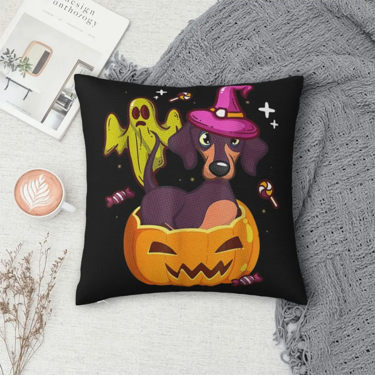 

Dachshund Pumpkin Pillowcase Polyester Pillows Cover Cushion Comfort Throw Pillow Sofa Decorative Cushions Used for Home Sofa