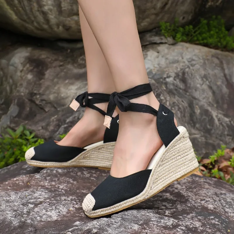 2025 Women's Espadrille Ankle Strap Sandals Comfortable Slippers