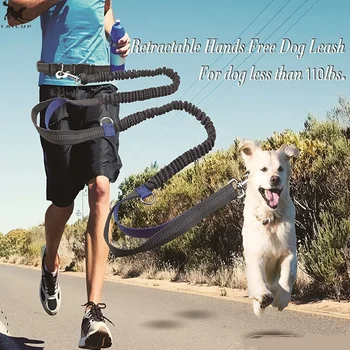 Hands-Free Reflective Dog Running Leash with Dual Handles 1