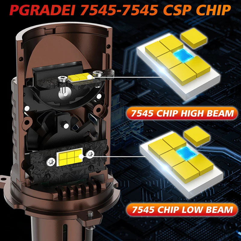 H4 LED 프로젝터 렌즈 헤드라이트 자동차 LED 헤드라이트 캔버스 6000K 6800000LM 6800W 하이/로우 빔 전구(터보 팬 포함) 자동차/오토바이용